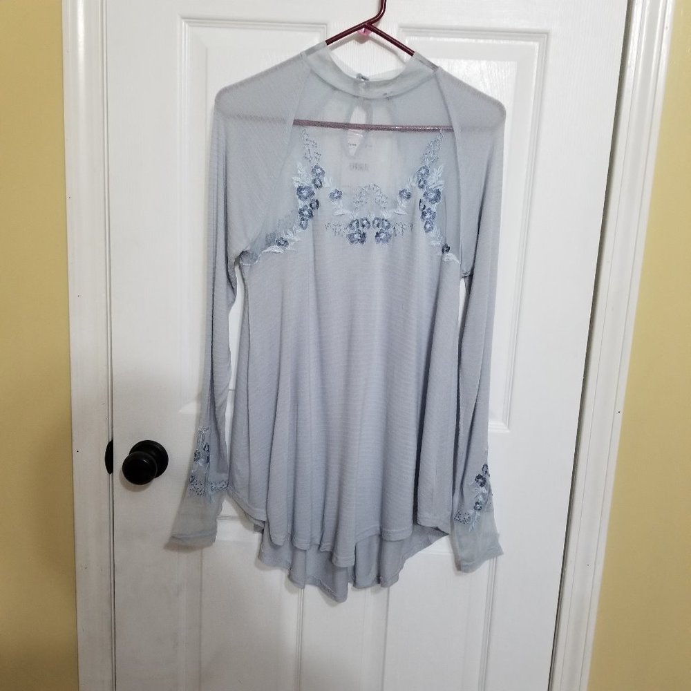 Free People Saheli Glacier Ice Lace Top.